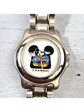 Vintage Disney Channel Mickey Mouse Watch Stainless Steel Quartz Movement